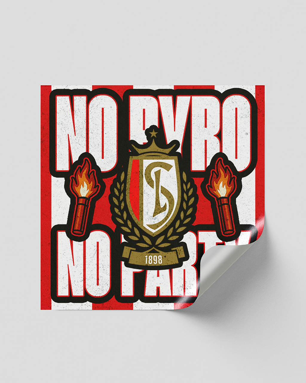NO PYRO NO PARTY STICKER 8x8CM